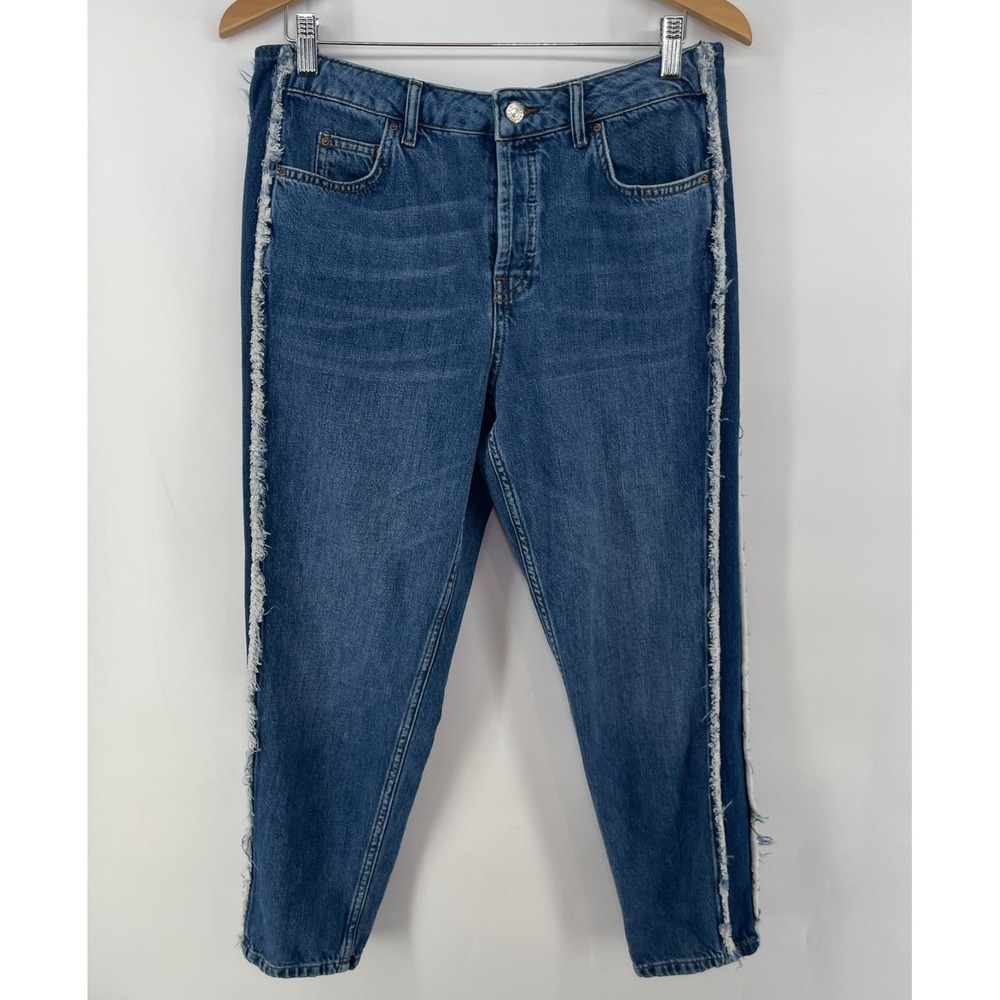 Topshop Moto Hayden Boyfriend Jeans Button‎ Fly 30x30 *FITS 32x25 Two Tone Fray